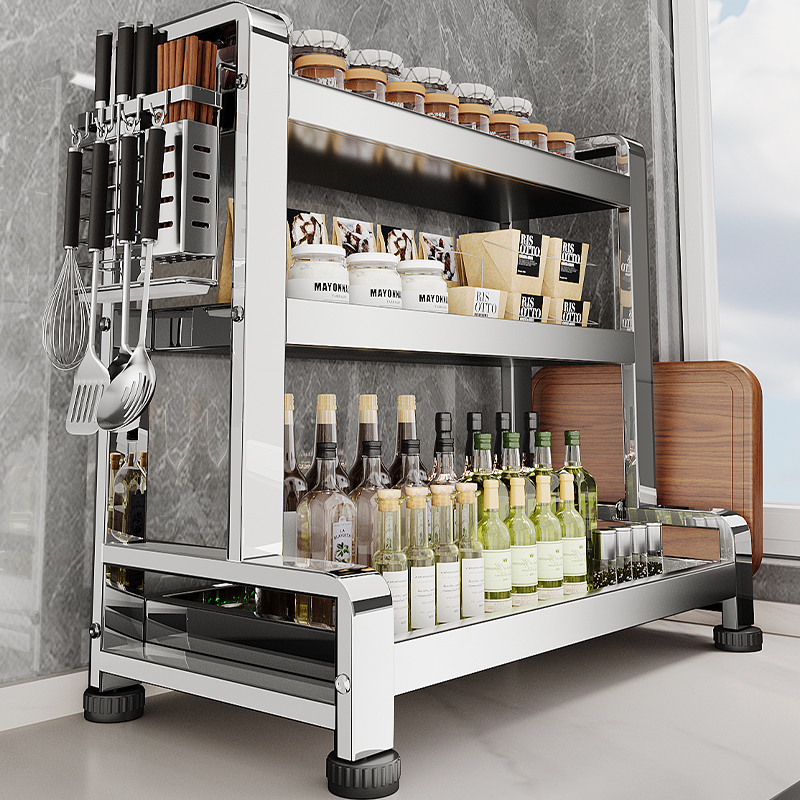 居美适304不锈钢厨房调料置物架台面调味品筷子刀架多层收纳架子