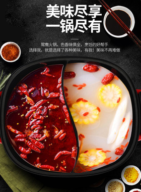 韩式鸳鸯电火锅 家用隔热火锅 多功能电火锅一锅两用礼品锅