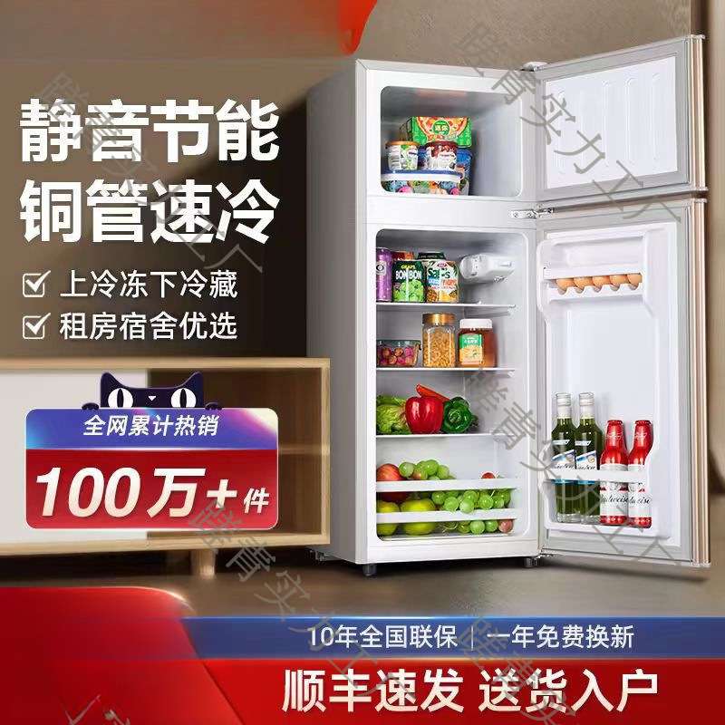 一级节能两人小冰箱家用小型宿舍租房用迷你省电办公室双门电冰箱