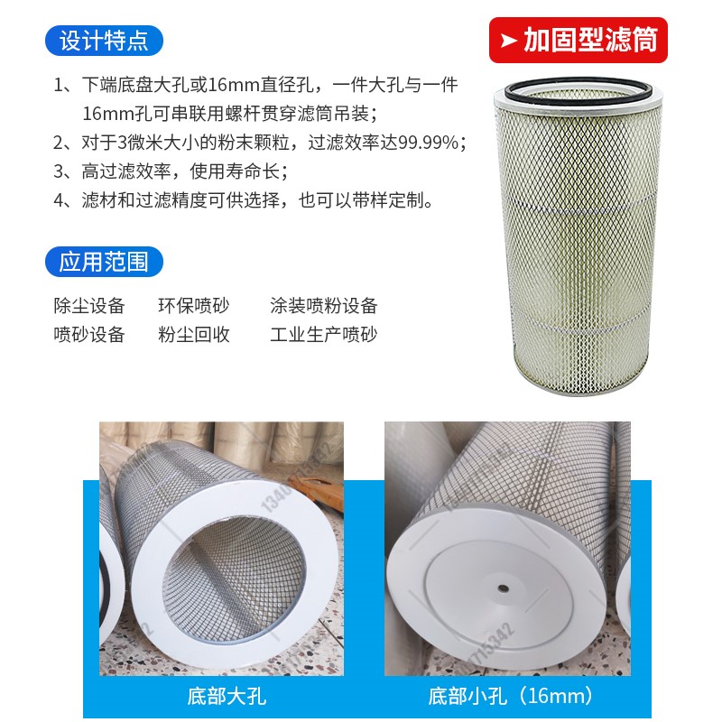 工业除尘滤芯滤筒六耳快拆吹尘器喷砂抛丸机静电喷涂喷粉喷塑滤芯