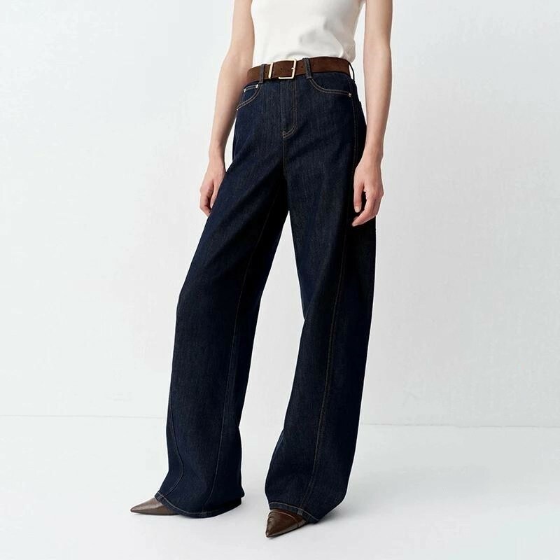 冬高腰显瘦直筒裤牛仔裤