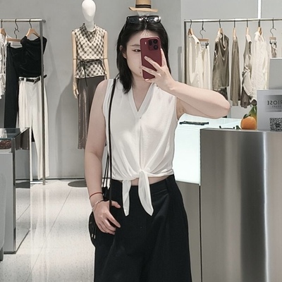 无袖V领背心针织衫上衣女