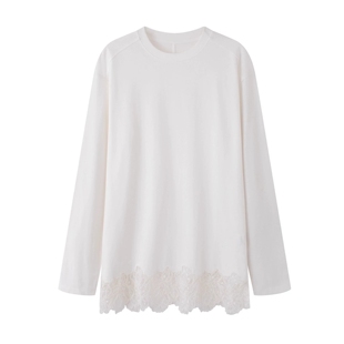 arioseo品艾诺丝官方旗舰店2025冬新款蕾丝边长袖打底T恤AR614002