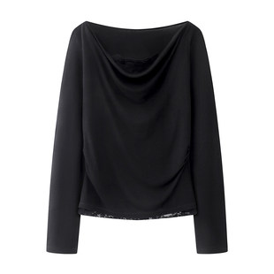 arioseo品艾诺丝官方旗舰店2026春新蕾丝拼接打底针织衫BR601136