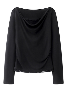 ariose品艾诺丝官方旗舰店2026春款黑色蕾丝针织衫毛衣女BR601136