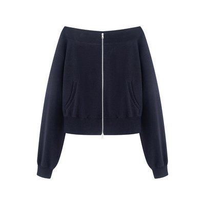 春款一字肩露肩短外套女