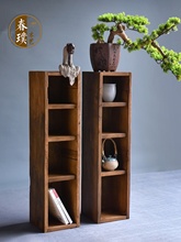 定制实木格子架原木茶壶陶艺展示架长方形创意铺壁挂置物收纳柜