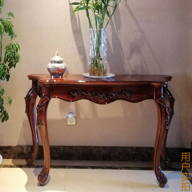 美式玄关桌子靠墙欧式玄关柜沙发后背柜背几墙边柜半圆窄条案供桌