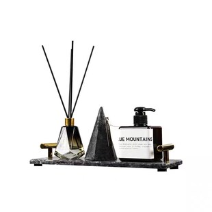 轻奢样板间卫生间浴室柜洗手台花艺摆件托盘香薰卫浴组合软装饰品