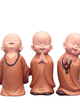 迷你小佛像一休慧能小和尚摆件禅意古风茶台办公桌装饰品日式沙弥