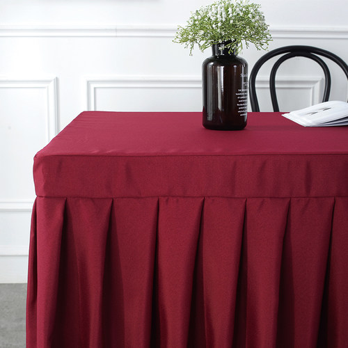 定制会议桌布长方形酒店长条桌套纯色布艺办公活动展会商务桌裙罩