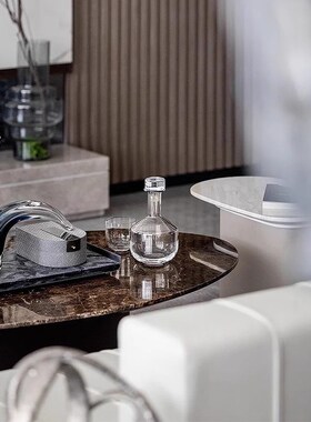 金属花器皮革托盘花艺组合样板间客厅茶几餐桌玄关柜装饰