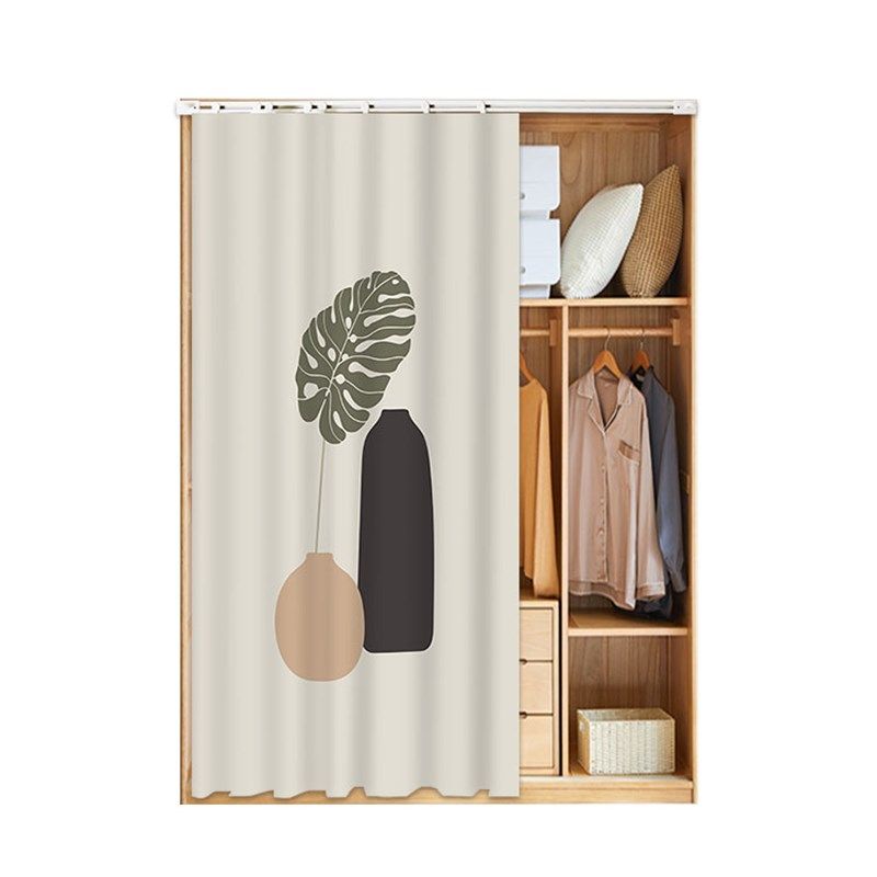 北欧莫兰迪衣柜门帘滑轨式拉帘书柜防尘帘子衣帽间装饰遮丑遮挡帘