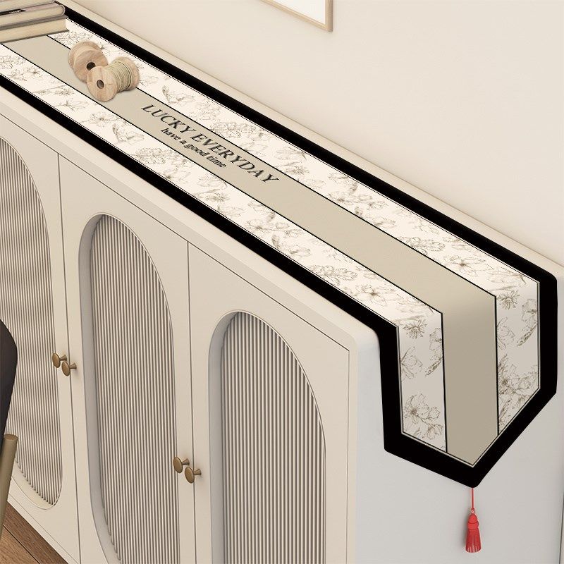 美式茶席桌旗高级感餐桌茶几中间长条桌布餐边柜斗柜装饰垫布