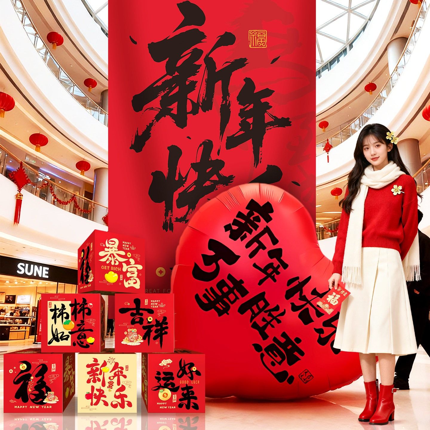 2026新年装饰场景布置气球元旦马年公司年会商场春节店铺氛围道具,节庆用品/礼品,节日装扮用品,淘宝优惠券,粉丝福利购,淘宝优惠卷