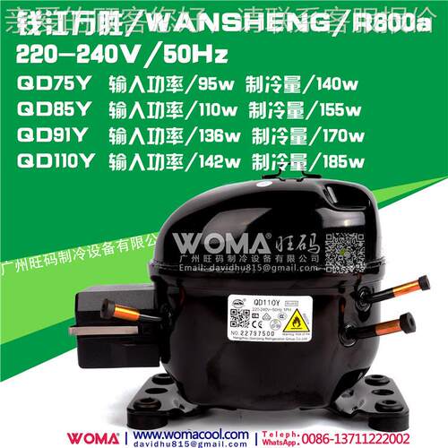 钱江QD75Y QD85Y QD91Y QD110Y环保无氟R600A冰箱压缩机