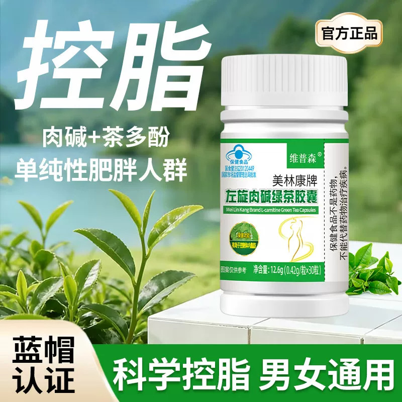 左旋肉碱绿茶胶囊控制体内脂肪茶多酚肚子大肚腩减小腹腰部赘肉
