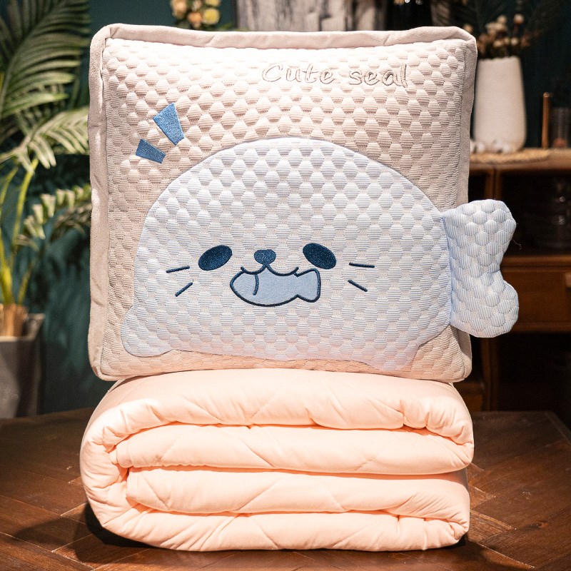 冰豆豆办公室抱枕被子两用靠枕折叠毯子汽车载午睡枕头二合一睡觉