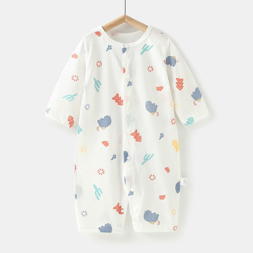 【撤柜专区】品牌专柜婴儿连体衣夏季薄款家居服宝宝纯棉长袖哈衣