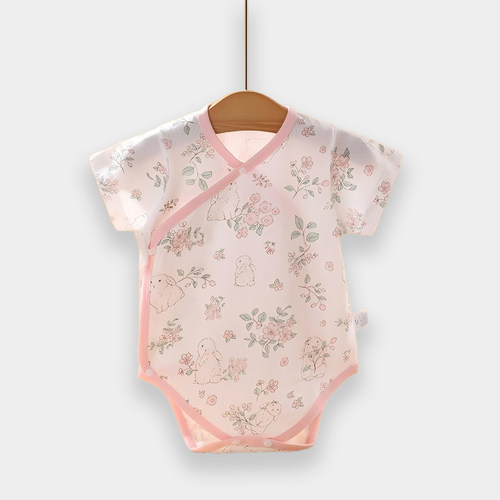 【撤柜专区】品牌专柜婴儿短袖包屁衣夏季薄款纯棉A类无骨缝护肚