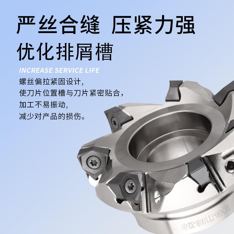 快进给铣刀盘MFW0度快速重切削开粗直角WMU080608双面六角刀片