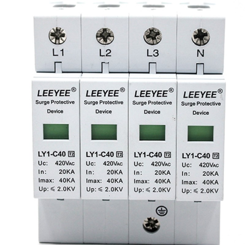 420V二级电源防雷器40KA三相交流浪涌保护器4P配电箱机房LY1-C40