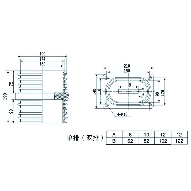 10KV环氧树脂 中置柜配件 母线绝缘TG3-10QL/110*180高压穿墙套管