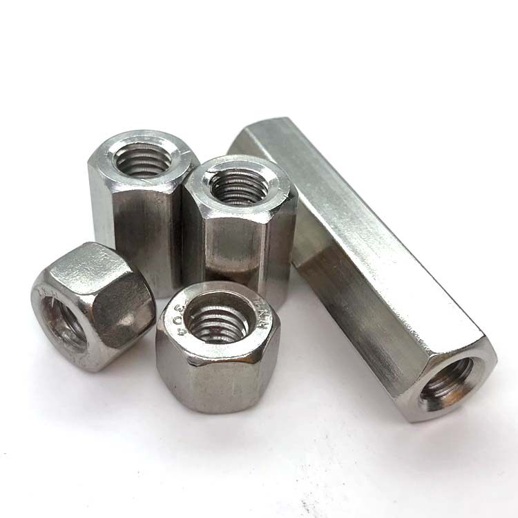 304不锈钢六角加长螺母牙条丝杆连接螺丝帽 六角螺母柱M6VM8M10M1