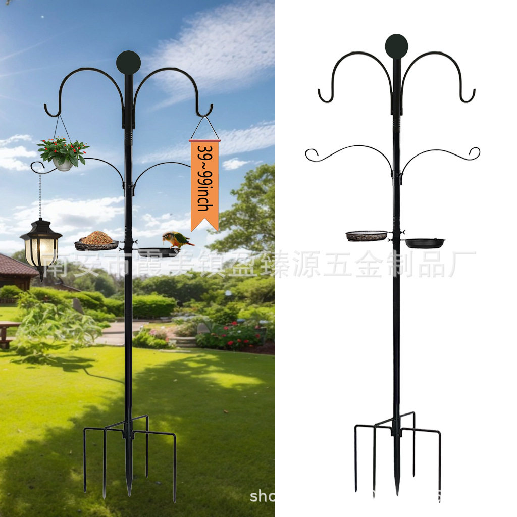 25新款4钩带喂鸟器铁艺金属工艺品铁制品户外庭院装饰牧羊钩挂钩