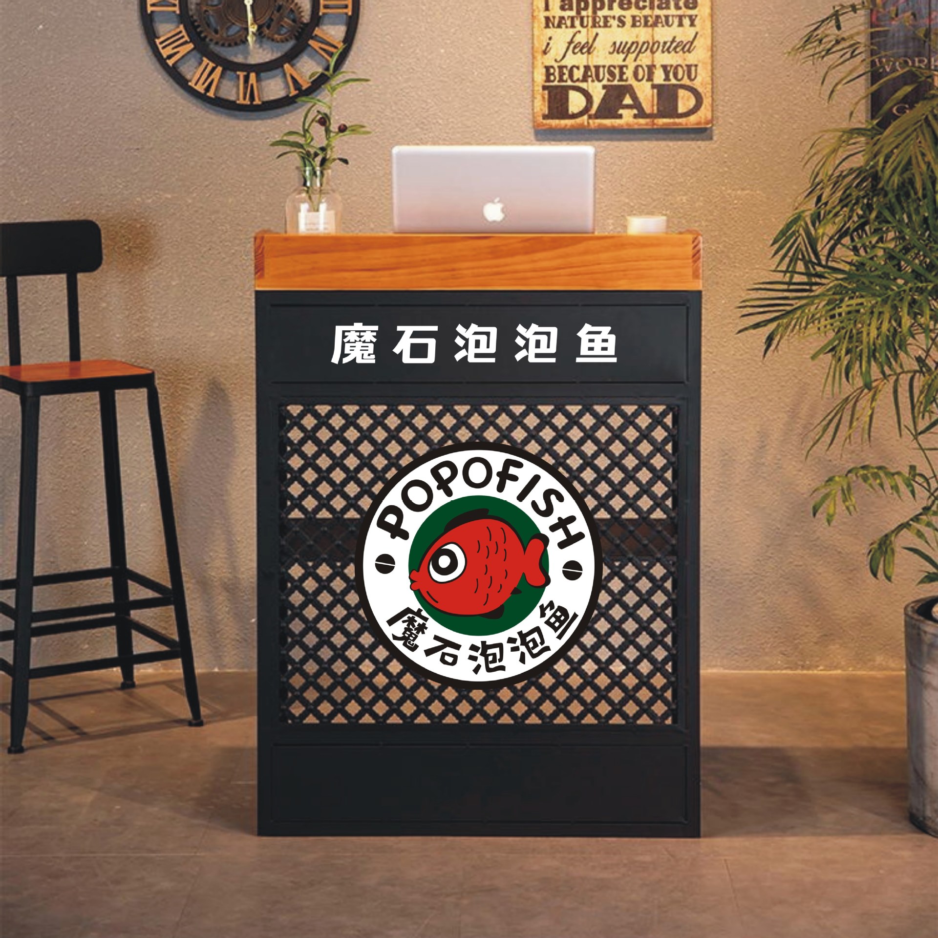 复古工业风铁艺小型迎宾收银台