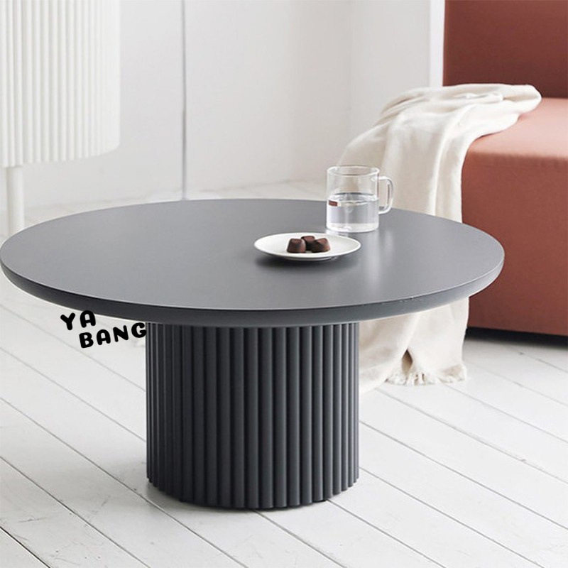 北欧简约圆形白色茶几休闲桌客厅阳台圆桌黑色咖啡桌小型圆形茶台