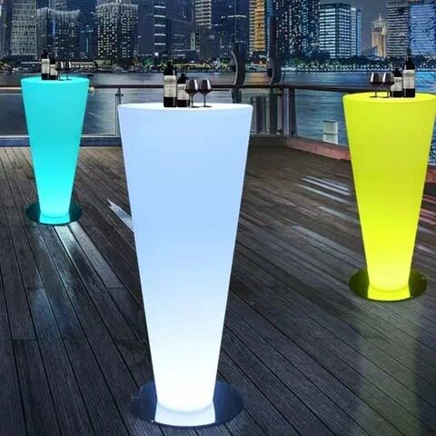 新品特价发光酒吧散台娱乐鸡尾酒桌椅圆形展台户外七彩酒会高脚桌