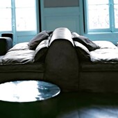 北欧创意别墅设计师样板间展厅极简布艺客厅背靠背组合双面沙发