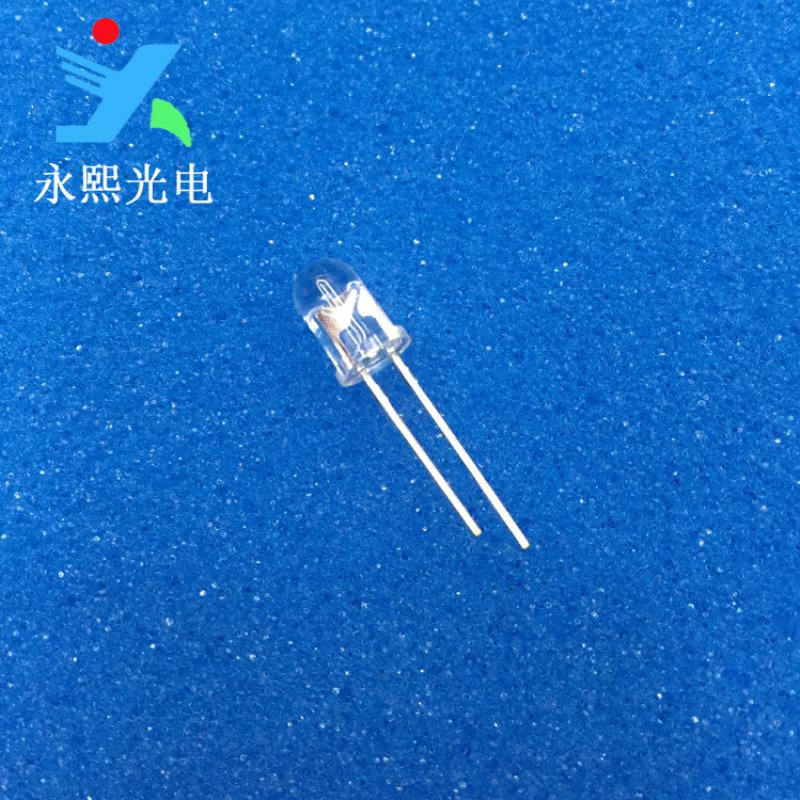 5MM长脚白发白直插LED灯珠 f5白色发光二极管灯珠 高亮白灯