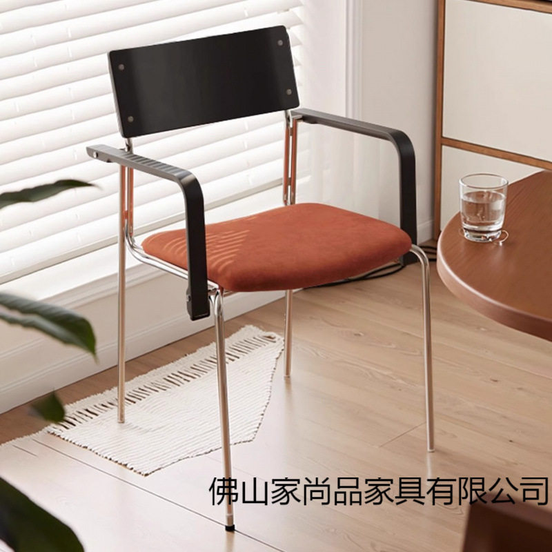 中古餐椅复古风设计师软包靠背椅子家用餐厅餐桌创意餐桌椅单人椅
