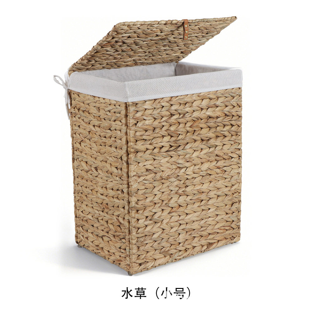 亚马逊现货可折叠仿藤脏衣篮家用卧室洗衣房手工草编收纳筐脏衣篓