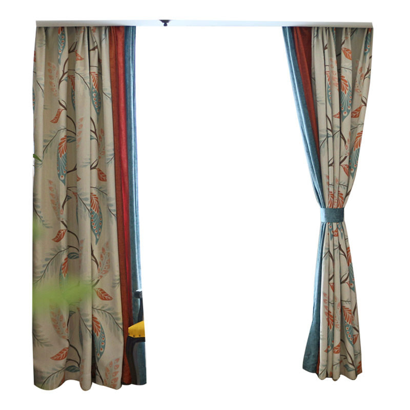 ?批发简约美式轻奢 田园乡村复古厚垂提花高遮光窗帘布帘