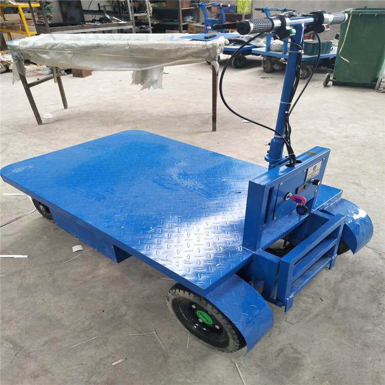 手扶式拉货平板车电动四轮周转搬运车超市仓库货物周转平板车