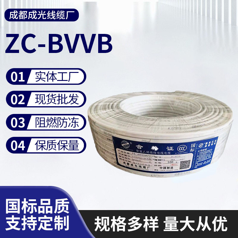 ZR-BVVB聚录乙烯绝缘护套阻燃电线铜护套工厂价批发厂家支持定制