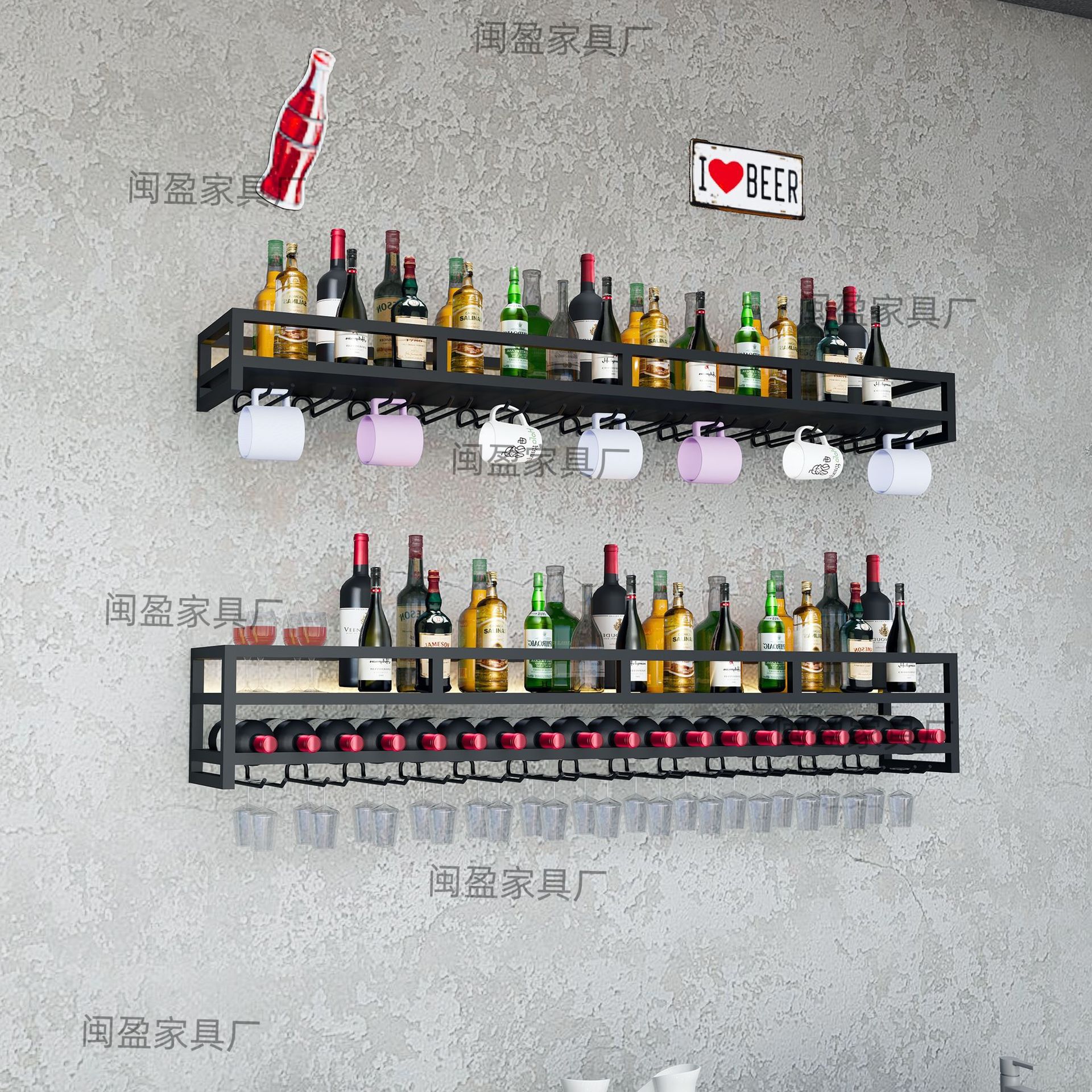铁艺轻奢简约壁挂红酒杯架酒柜