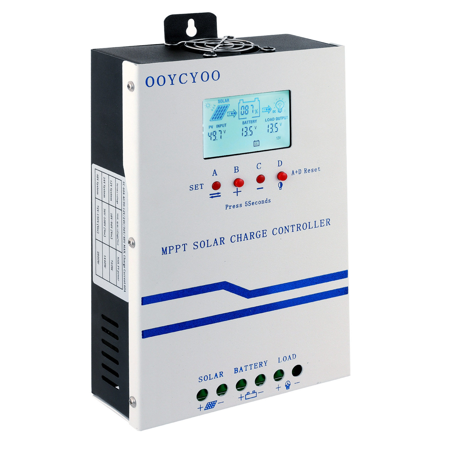 MPPT12V24V48V60A光伏太阳能控制器LCD背光太阳能电池充电控制器