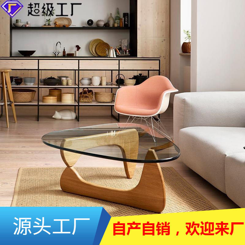 简约小户型客厅玻璃边几椭圆形小桌子组合北欧现代大理石岩板茶几