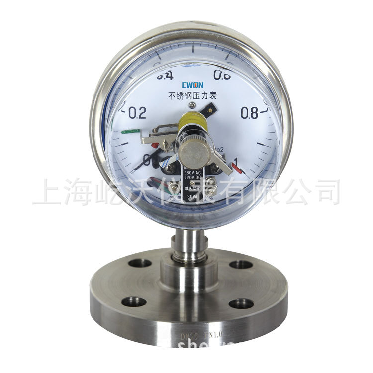 不锈钢电接点隔膜压力表 法兰式 YXC-100H/MF 1.0MPA 亮壳DN25