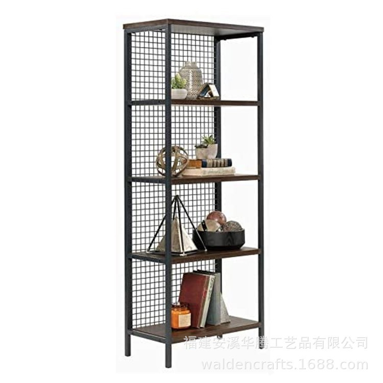 美式复古铁艺落地书架家居客厅靠墙展示架隔断陈列展示架