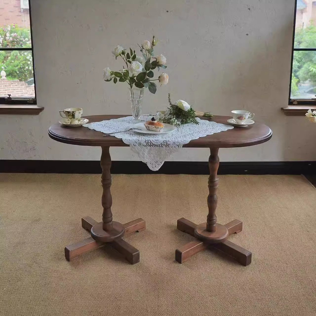 法式实木多功能咖啡角茶几