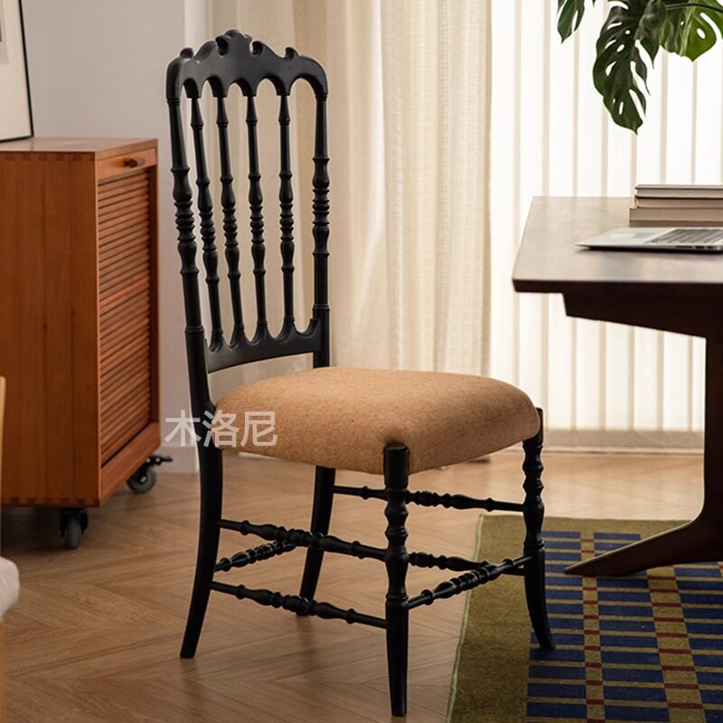 实木中古拿破仑椅复古高款靠背餐椅家用设计师卧室阳台梳妆椅子