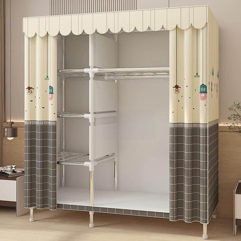 耐用钢管结实布衣柜家用卧室组装全出租房用收纳柜子简易衣橱钢架