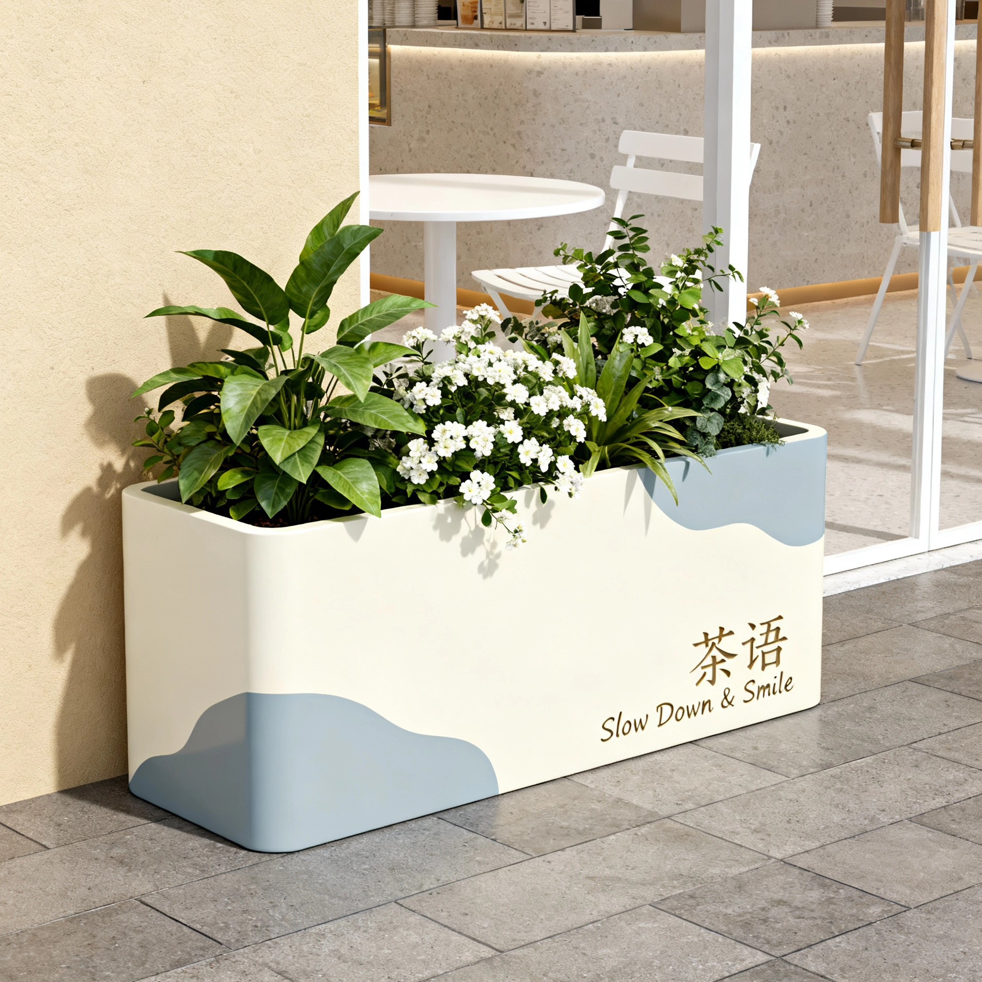 户外不锈钢花箱室外铁艺花架花槽道路花坛异行花钵景观大花盆