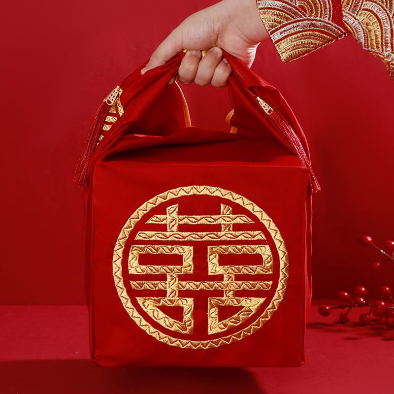 包袱皮结婚一对包裹布婚礼女方家用陪嫁套装喜盆新娘红包大号袱布