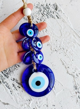 6cm 土耳其蓝眼睛包挂件墙挂 Evil Eye 壁挂恶魔之眼玻璃串珠车挂